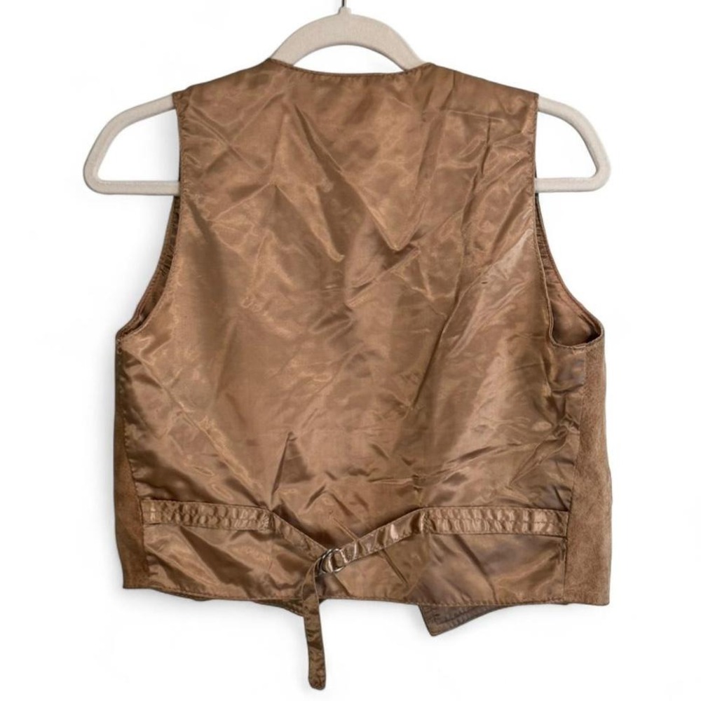 Vintage Tan suede leather‎ vest with button-up front and faux pockets. Size: M - Picture 5 of 8